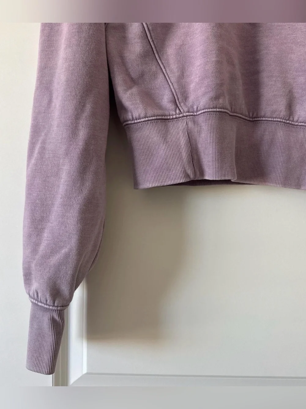 Cropped Lavender Crewneck Sweatshirt - Women Tops - Picture 3 of 6